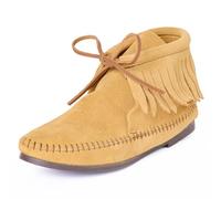 Minnetonka Women's Classic Fringe Boot, Hardsole Tan, 6 UK