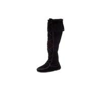 Minnetonka Women's Front Lace Hardsole Knee Hi Mocassins Boots, Black Black, 12 UK