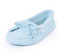 MINNETONKA Women's Kilty Soft Leather Sole Moccasin, Aqua Mist, 4 UK