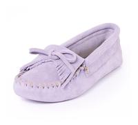 MINNETONKA Women's Kilty Soft Leather Sole Moccasin, Dusty Violet, 8.5