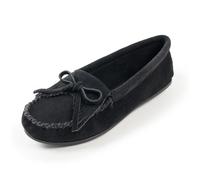 Minnetonka Women's Kilty Suede Moc Moccasins, Black, 7.5 UK
