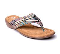 Minnetonka Women's Silverthorne 360 Sandal/Flip Flops,Made with Genuine Leather, Ultra-Light Blown EVA Outsoles, 360° Memory Foam Cushion Insoles, Turquoise Basketweave, 7 UK