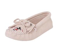 Minnetonka Women's Thunderbird Animikii Soft Leather Sole Beaded Moccasins, Stone, 4 UK