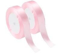 Minnhua 2 Rolls Pink Ribbon 20mm Satin 25M Ribbons for Gift Wrapping Double Sided Light Pink Polyester Fabric Ribbon for Crafting Cake Hair Bow Bouquet Wedding Car Decoration