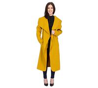 MINNI ROSSA Womens Ladies Italian Trench Long Coat Waterfall Duster Cape Belted Cardigan Jacket Plus Size UK (Mustard, XL)