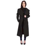 Minni Rossa Womens Ladies Italian Trench Long Coat Waterfall Duster Cape Belted Cardigan Jacket Plus Size UK (Black, S-M)