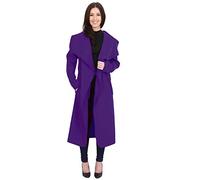 MINNI ROSSA Womens Ladies Italian Trench Long Coat Waterfall Duster Cape Belted Cardigan Jacket Plus Size UK (Purple, S-M)
