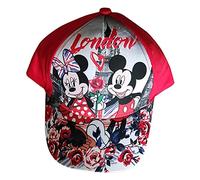 Minnie and Mickey Mouse in London Cap Base Cap with Big Ben, Hearts, Roses for Children, Boys and Girls, red, 52