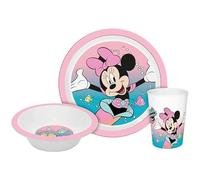 Minnie Microwave Safe 3pcs Cartoon Character Dinner Tableware Set Plate, Bowl & Cup, BPA Free re-usable Plastic Set (Minnie)