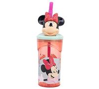 Minnie Mouse 3D Figurine Tumbler for Kids, Childrens Drinking Cup with Reusable Straw, BPA Free Plastic Tumbler Great for Picnics, School, Camping or Just Everyday Use, 360 ml