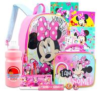 Minnie Mouse Backpack for Kids, Toddlers - Bundle with 16" Minnie Mouse Backpack Plus Minnie Mouse Lunch Box, Stationery Supplies, Water Bottle, Stickers, More | Minnie School Supplies Set