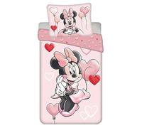 Minnie Mouse Balloon Single Duvet Cover 140x200 + Pillowcase 100% Cotton | Reversible bedding | Natural cotton breathable Oeko-Tex | Official Disney | Girls | Gift | Machine washable | Gift idea