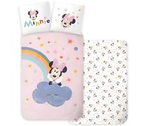 Minnie Mouse Bedding Set Single Size | Duvet Cover 140x200 cm + Pillowcase 60x65 cm | 100% Cotton | Soft & Breathable Bed Linen | Cute Kids Bedroom Décor with Disney Design