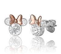 Disney Womens Minnie Mouse Birthstone Stud Earrings - Minnie Mouse Earrings - Birthstone Jewelry - Disney Jewelry, Brass, crystal