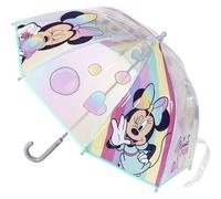 CERDÁ LIFE'S LITTLE MOMENTS Minnie Mouse Bubble Umbrella - Minnie with Rainbow Printed Design - Manual Opening - Made of 100% POE with Fibreglass Frame - Original Product Designed in Spain