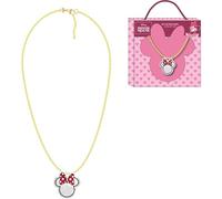 Minnie Mouse Children's Necklace in Gold with Double Chain and Iconic Silhouette Pendant | Official Disney Costume Jewellery for Girls Ages 3+ - Great for Party Wear and Play Dress Up