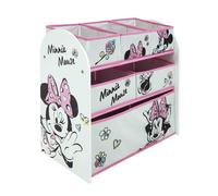 Minnie Mouse Classic Wooden Toy Organiser with 6 Storage Bins - Pink & White
