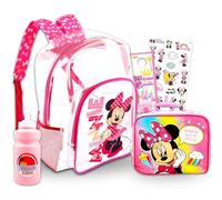 Minnie Mouse Clear Backpack with Lunch Box - Bundle of 16" Bag, Lunch Box, Bottle, Stickers, More | Transparent School Supplies for Kids, Clear, Minnie Clear Backpack, Minnie Mouse Clear Backpack
