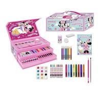Minnie Mouse Coloured Stationery Set - Complete Pencil Case for Girls with Coloured Pencils, Markers and School Accessories Decorated with Minnie Mouse for Drawing, Painting and Learning, Minnie