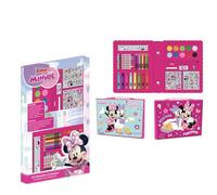 Minnie Mouse Coloured Stationery Set - Complete Pencil Case for Girls with Coloured Pencils, Markers and School Accessories Decorated with Minnie Mouse for Drawing, Painting and Learning, Minnie Box