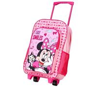 Minnie Mouse Deluxe Trolley Backpack Childrens Travel Bag Kids Character Luggage Carrier Suitcase with Side Mesh Pockets