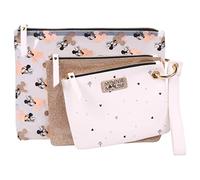 Minnie Mouse Disney Beige Gold Makeup Bags Set