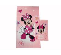 Minnie Mouse Disney Terry Bath Towels, Set of 2 Bath Towels, Face Towel, Bidet Towel, Pink, Cotton, 100 Percent, Set of 2, Official Product
