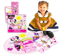 Minnie Mouse Floor Puzzle for Kids Set - Bundle with 46 Piece Disney Floor Puzzle Stickers More | Minnie Mouse Jigsaw Puzzles for Kids Ages 4-8