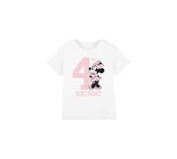 Minnie Mouse Girl's 4Th Birthday Shirt T-Shirt White | Size: 5-6 Years Minnie Mouse White 5-6 Years