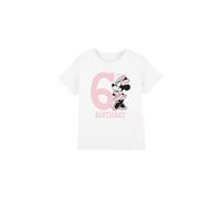 Minnie Mouse Girl's 6Th Birthday Shirt T-Shirt White | Size: 3-4 Years Minnie Mouse White 3-4 Years