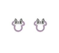Minnie Mouse Girls Pink Stone Set Silver Plated Stud Earrings