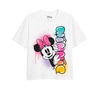 Minnie Mouse Girl's Rainbow Fade Graffiti T-Shirt White | Size: 7-8 Years Minnie Mouse White 7-8 Years