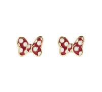 Disney Gold Plated Red Polka Dot Bow Minnie Mouse Earrings