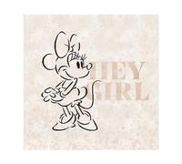 Minnie Mouse Hey Girl Print (40cm x 40cm) (Cream/Black)