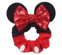Minnie Mouse Inspired Hair Scrunchie with Ears and Bow - Hand Finished Disney Theme Hair Accessory (Mickey (Red))