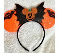 Minnie Mouse Mickey Black sequence glitter pumpkin orange ears headband Halloween for kids and adult