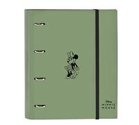 Minnie Mouse Mint Shadow - 4 Ring Binder 35 cm with 100 A4 Sheets, Ideal for Children of Different Ages, Comfortable and Versatile, Quality and Strength, 27 x 3.5 x 32 cm, Army Green