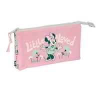 Minnie Mouse Minty - Triple Pencil Case, Children's Pencil Case, Ideal for School Age Children, Comfortable and Versatile, Quality and Resistance, 22 x 3 x 12 cm