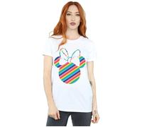 Minnie Mouse Rainbow Face Cotton Boyfriend T-Shirt Disney White 5XL