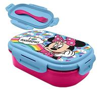 Minnie Mouse Rectangular Lunch Box with Spork, Two Compartment Lunchbox, Leak Proof, Microwave Safe and BPA Free Suitable for Kids 3+Years, Size-21cm