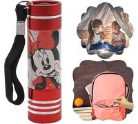 Minnie Mouse Red Super Bright Torch, 8.7cm LED Aluminium Flashlight, Reusable Night Light for Kids Christmas Birthday Gift Travel Camping Hiking Outdoor 3+ Years