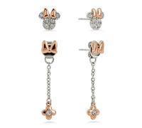 Minnie Mouse Silver Plated Stud and Front to Back Bow 2 Pack Earrings Set