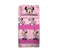 Minnie Mouse Single Bed Sheet Set, Disney Single Bed Set, Top Sheet, Fitted Sheet, Pillowcase, Pink, Disney, 100% Cotton, Official Product