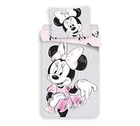 Minnie Mouse Single Duvet Cover & Pillow Case Set - Soft & Breathable 100% Cotton Bedding Duvet Cover with Pillowcase - Reversible Duvet Cover for Kids, Girls & Boys
