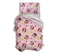 Minnie Mouse Single Duvet Cover Set, Cotton, Pink, 155 x 200 cm, Pillowcase 50 x 80 cm, Disney, 100 Percent Cotton, Official Product