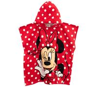 Disney Girls Minnie Mouse Towel Kids Hooded Poncho For Bath Swim or Beach Red One Size