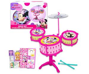 Minnie Mouse Toy Drum Set for Girls - Bundle with Disney Drum Music Set, Stickers, More | Minnie Mouse Musical Toys for Girls, Kids, Toddlers