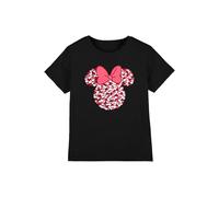 Minnie Mouse Valentine's Day Heart Ears Silhouette Girls T Shirt, Black, 7-8 Years