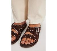 Minnie Stud Footbed Sandals by Seychelles at Free People in Brown Suede, Size: US 8.5 - female