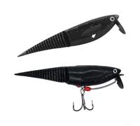 Minnow Fishing Lure with Adjustable Wings, Sinking/Floating TPE Soft Bait for Bass, Blackfish & Perch - 9.5 cm, Orange/Black/Yellow/Blue/Pink(floating black)